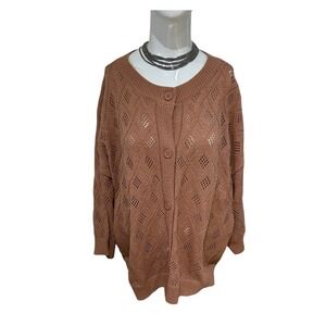 Daily Thread Womens Cardigan 3X Open Knit Button Front‎ Sweater